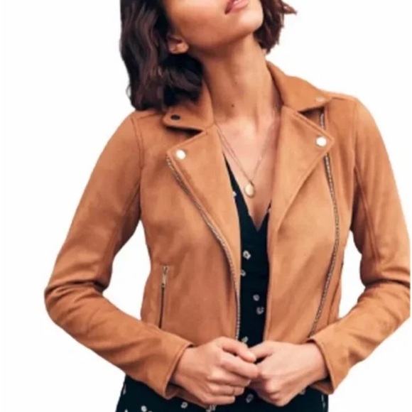 Abercrombie & Fitch Jackets & Blazers - Abercrombie & Fitch The Vegan Suede Moto Jacket Brown M